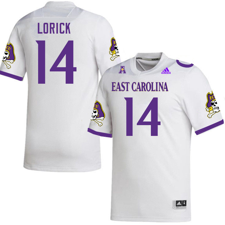 Men #14 Dillon Lorick ECU Pirates College Football Jerseys Stitched-White